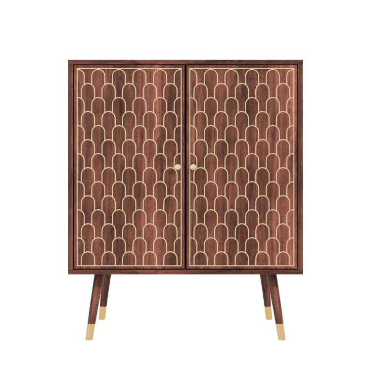 Small Sideboard in Solid Mango Wood with Gold Inlay - Dejan