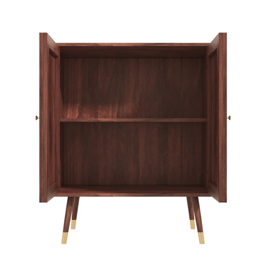 Small Sideboard in Solid Mango Wood with Gold Inlay - Dejan