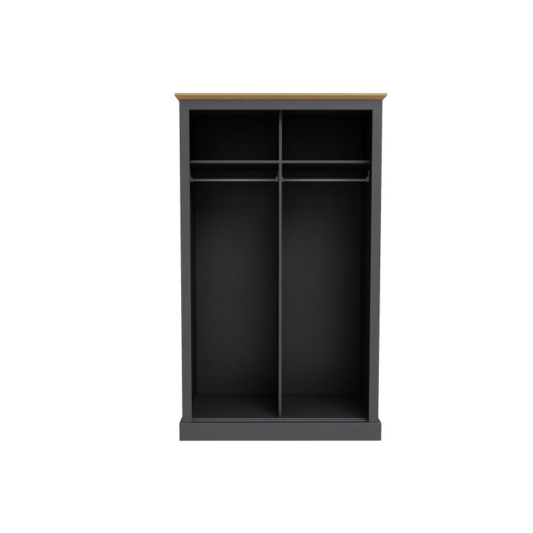 Dark Grey and Oak 2 Door Sliding Mirrored Wardrobe - Devon - LPD