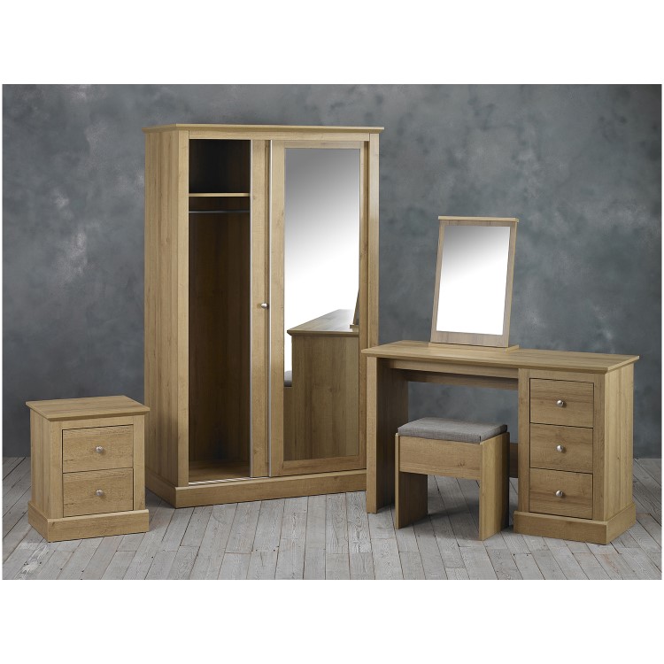 Oak 2 Door Sliding Mirrored Wardrobe - Devon - LPD