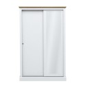 DEVSLID2DWHI White and Oak 2 Door Sliding Mirrored Wardrobe - Devon - LPD
