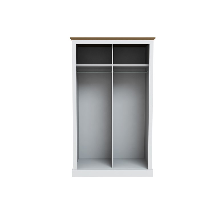 White and Oak 2 Door Sliding Mirrored Wardrobe - Devon - LPD