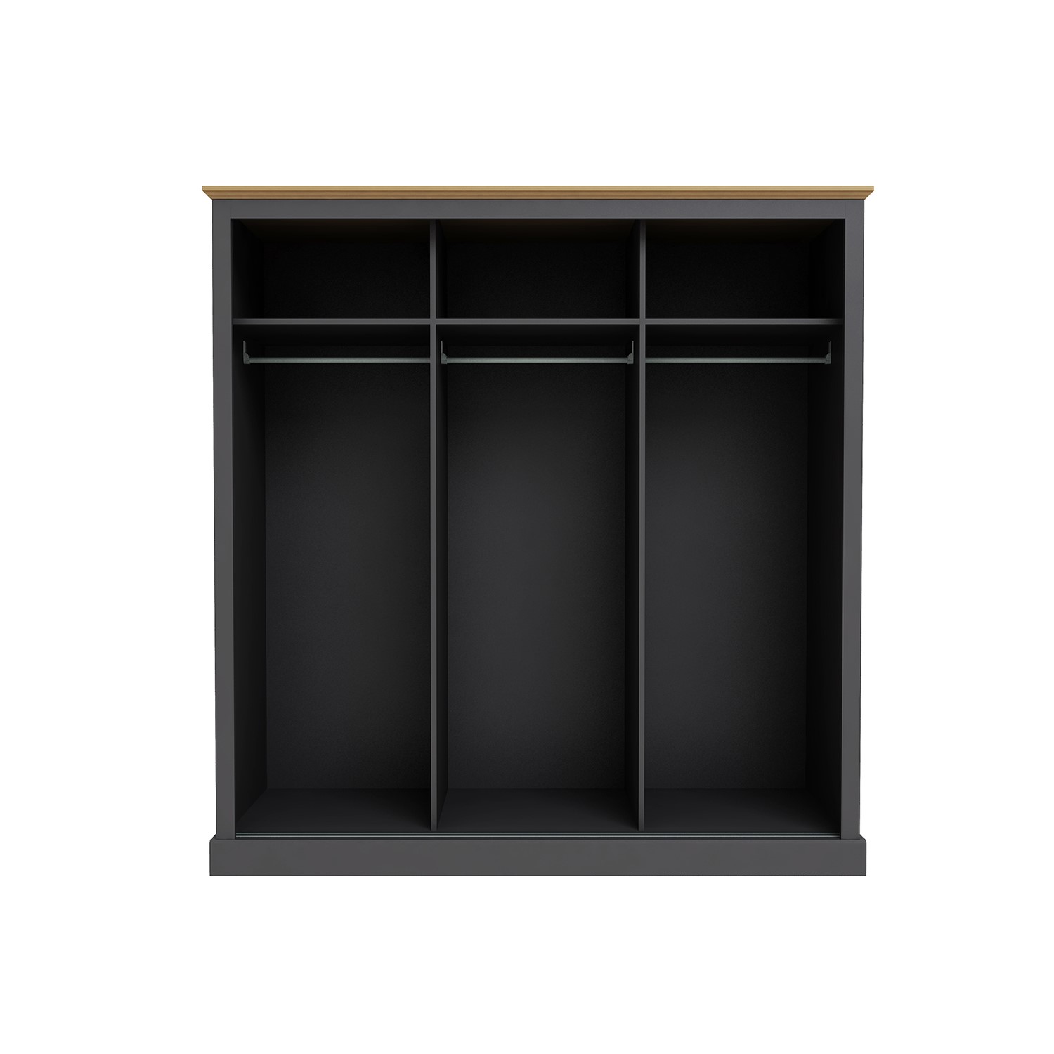 Read more about Dark grey and oak 3 door sliding mirrored wardrobe devon lpd