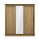 DEVSLID3DOAK Oak 3 Door Sliding Mirrored Wardrobe - Devon - LPD
