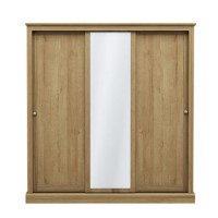 Oak 3 Door Sliding Mirrored Wardrobe - Devon - LPD Oak 3 Door Sliding Mirrored Wardrobe - Devon - LPD