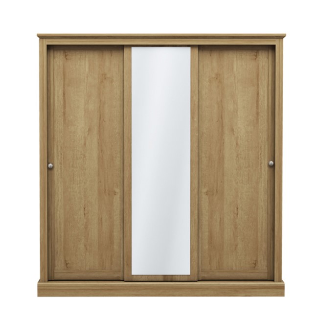 Oak 3 Door Sliding Mirrored Wardrobe - Devon - LPD