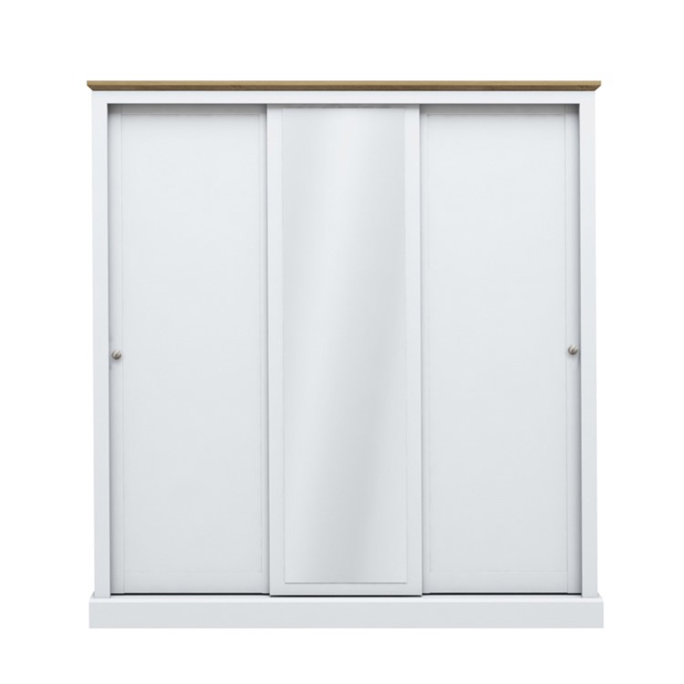 LPD White Mirrored 3 Door Sliding Wardrobe - Devon