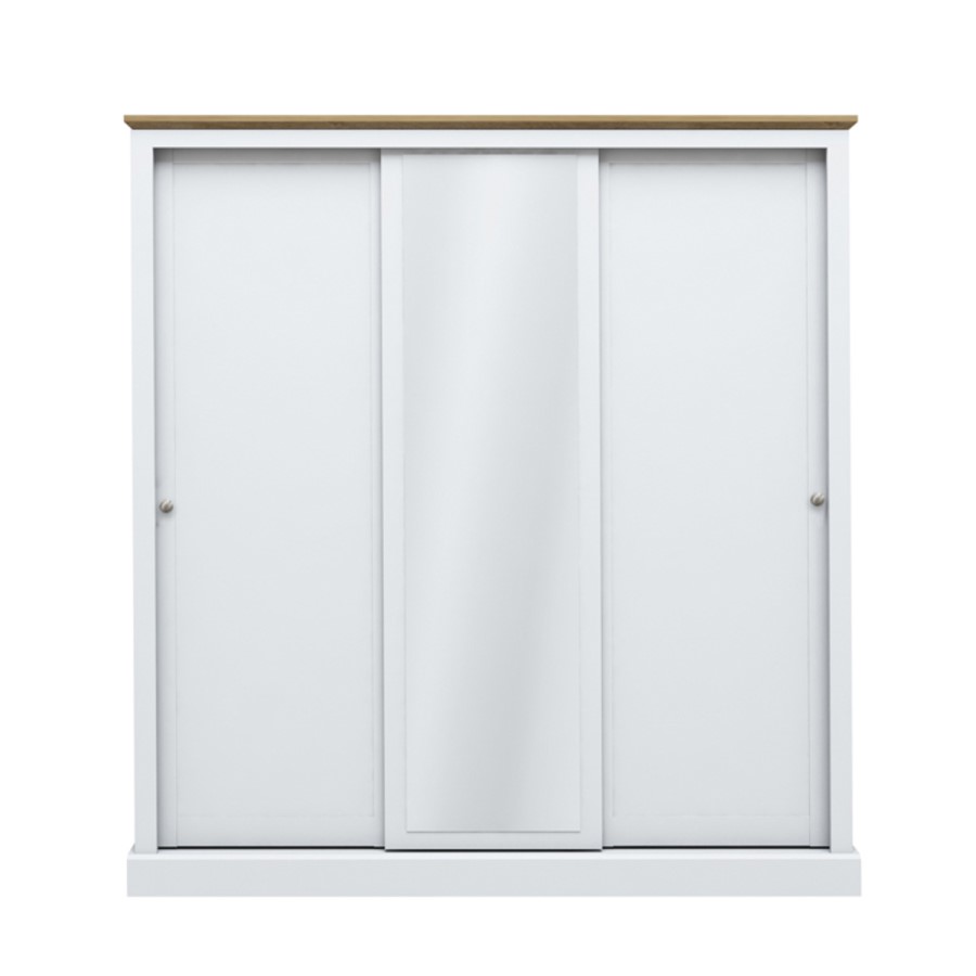 LPD White Mirrored 3 Door Sliding Wardrobe - Devon