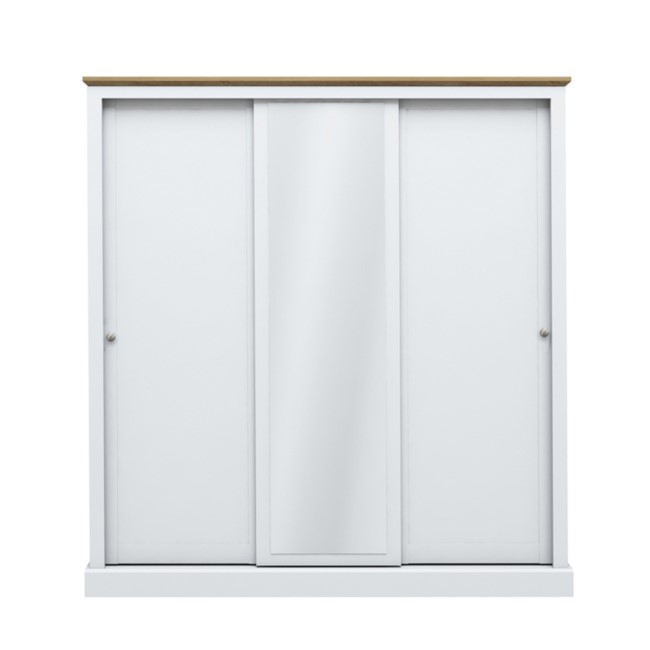 LPD White Mirrored 3 Door Sliding Wardrobe - Devon