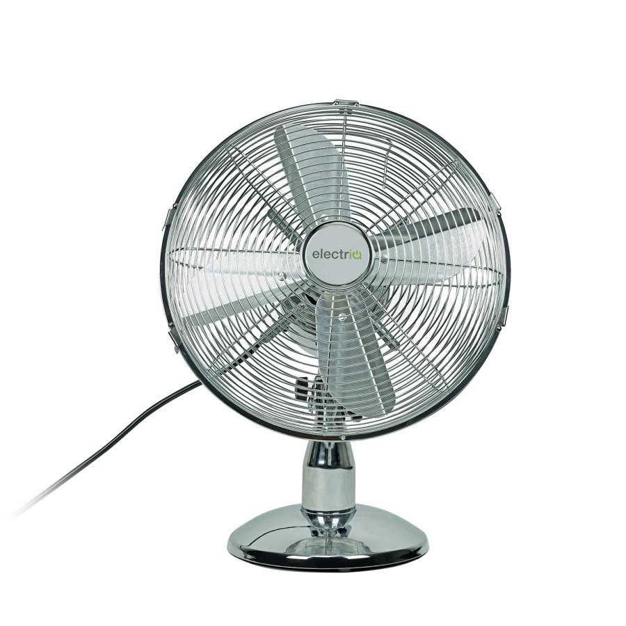 electriQ 12 Inch Oscillating Desk Fan - Chrome