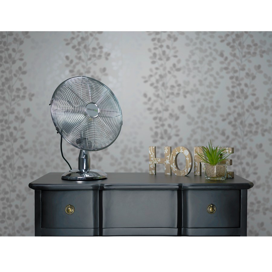 electriQ 12 Inch Oscillating Desk Fan - Chrome