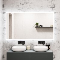 Rectangular Heated Bathroom Mirror with Lights Shaver Socket & Wireless Speakers 1400 x 800mm - Divine