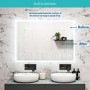 Rectangular Heated Bathroom Mirror with Lights Shaver Socket & Wireless Speakers 1400 x 800mm - Divine