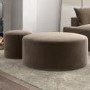 Set of 2 Round Beige Velvet Footstools - Dahlia