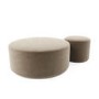 Set of 2 Round Beige Velvet Footstools - Dahlia