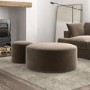 Set of 2 Round Beige Velvet Footstools - Dahlia