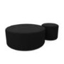 Set of 2 Black Velvet Large Round Footstools - Dahlia