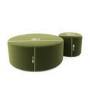 Set of 2 Olive Green Velvet Large Round Footstools - Dahlia