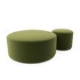 Set of 2 Olive Green Velvet Large Round Footstools - Dahlia