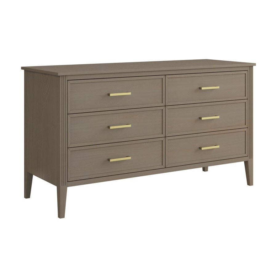 ALMOST PERFECT - Wide Dark Wood Chest Of 6 Drawers - Delilah