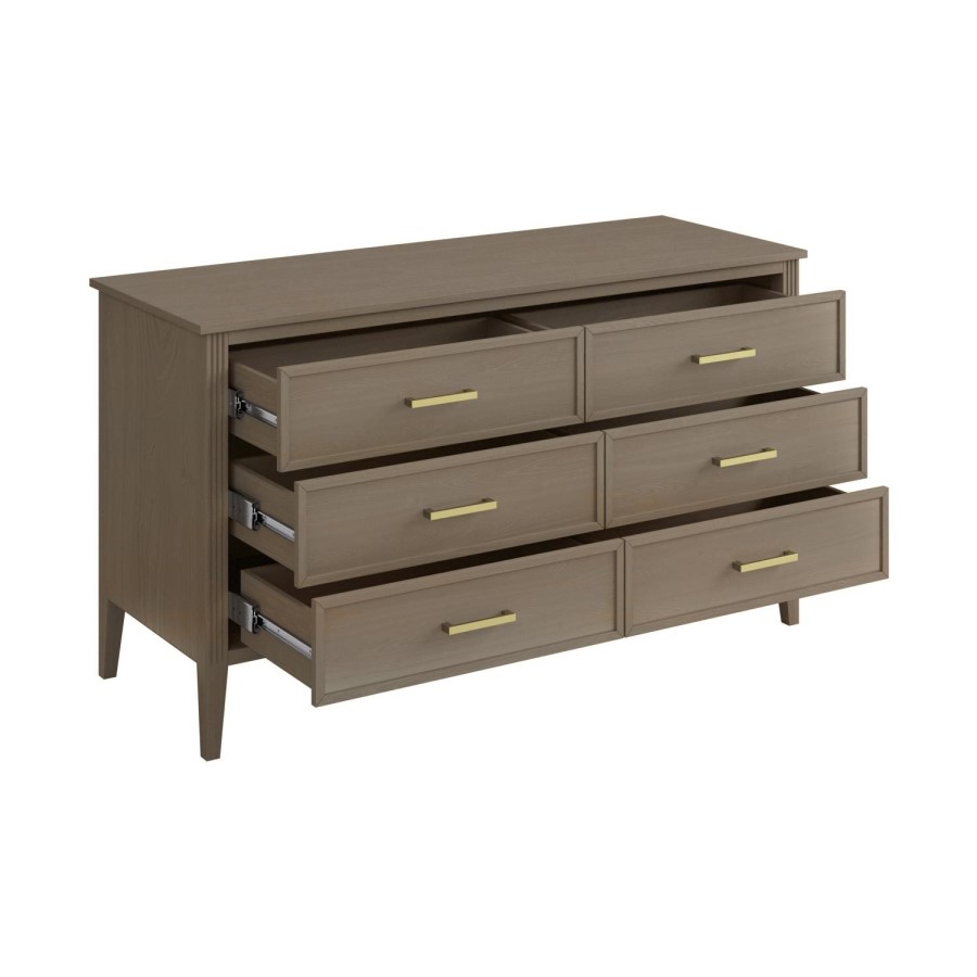 ALMOST PERFECT - Wide Dark Wood Chest Of 6 Drawers - Delilah