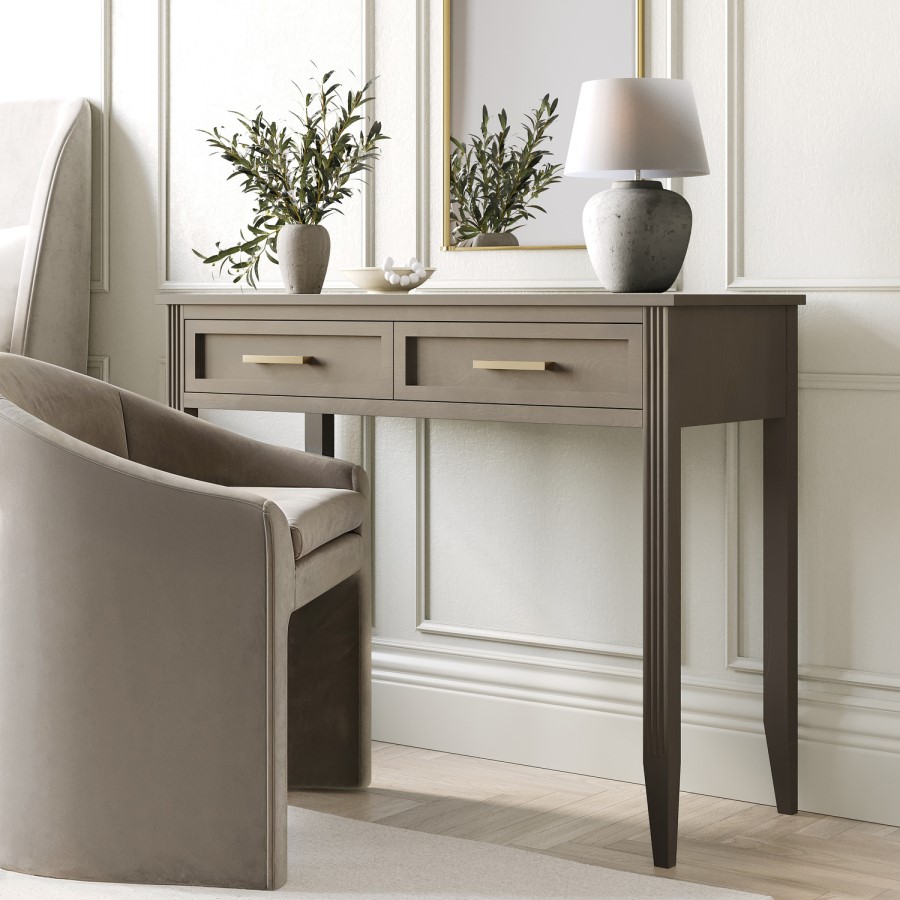 Dark Wood Dressing Table with 2 Drawers - Delilah
