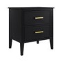 Wide Black 2 Drawer Bedside Table - Delilah