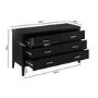 Wide Black Chest Of 6 Drawers - Delilah