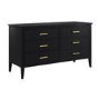 Wide Black Chest Of 6 Drawers - Delilah