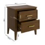 Wide Walnut 2 Drawer Bedside Table - Delilah