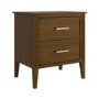 Wide Walnut 2 Drawer Bedside Table - Delilah