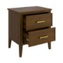 Wide Walnut 2 Drawer Bedside Table - Delilah