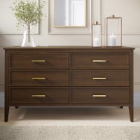 GRADE A1 - Wide Walnut Chest Of 6 Drawers - Delilah GRADE A1 - Wide Walnut Chest Of 6 Drawers - Delilah