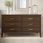 GRADE A1 - Wide Walnut Chest Of 6 Drawers - Delilah