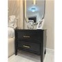 Black Wide 2 Drawer Bedside Table - Delilah