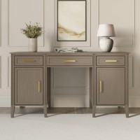 Dark Wood Office Desk with Drawers - Delilah