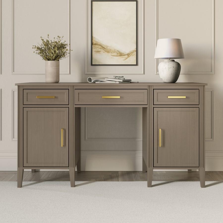 Dark Wood Office Desk with Drawers - Delilah
