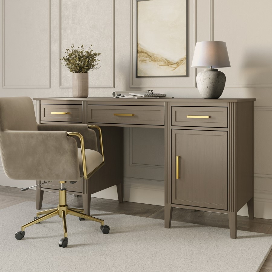 Dark Wood Office Desk with Drawers - Delilah
