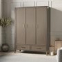 Dark Wood 3 Door Wardrobe with Drawers - Delilah