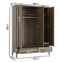 Dark Wood 3 Door Wardrobe with Drawers - Delilah