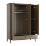 Dark Wood 3 Door Wardrobe with Drawers - Delilah