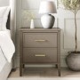 Dark Wood 2 Drawer Bedside Table - Delilah