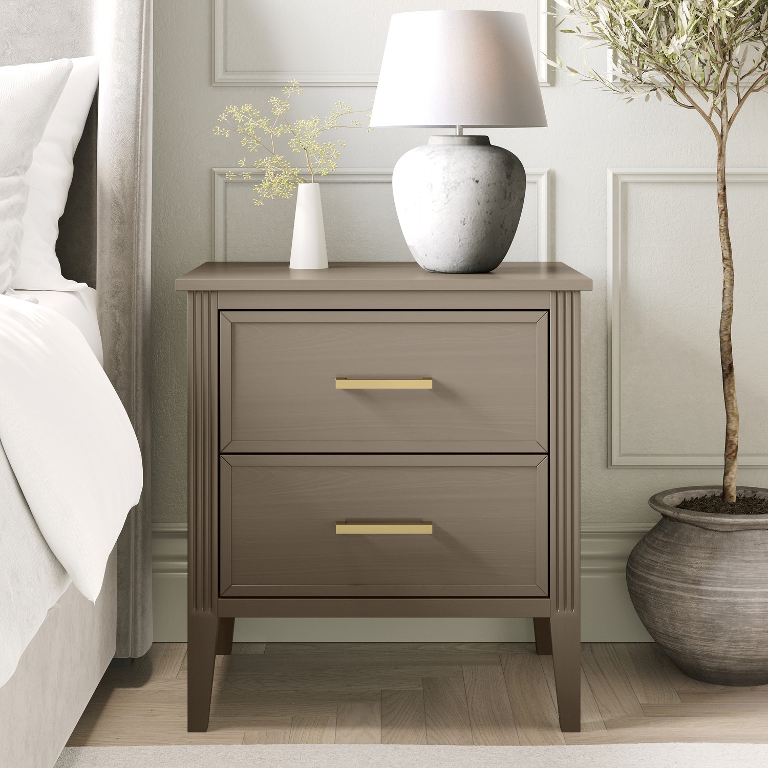 Dark 2 Drawer Bedside Table
