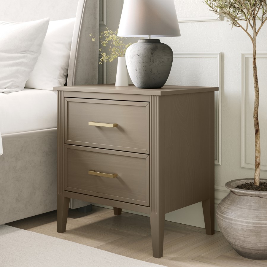 Dark Wood 2 Drawer Bedside Table - Delilah