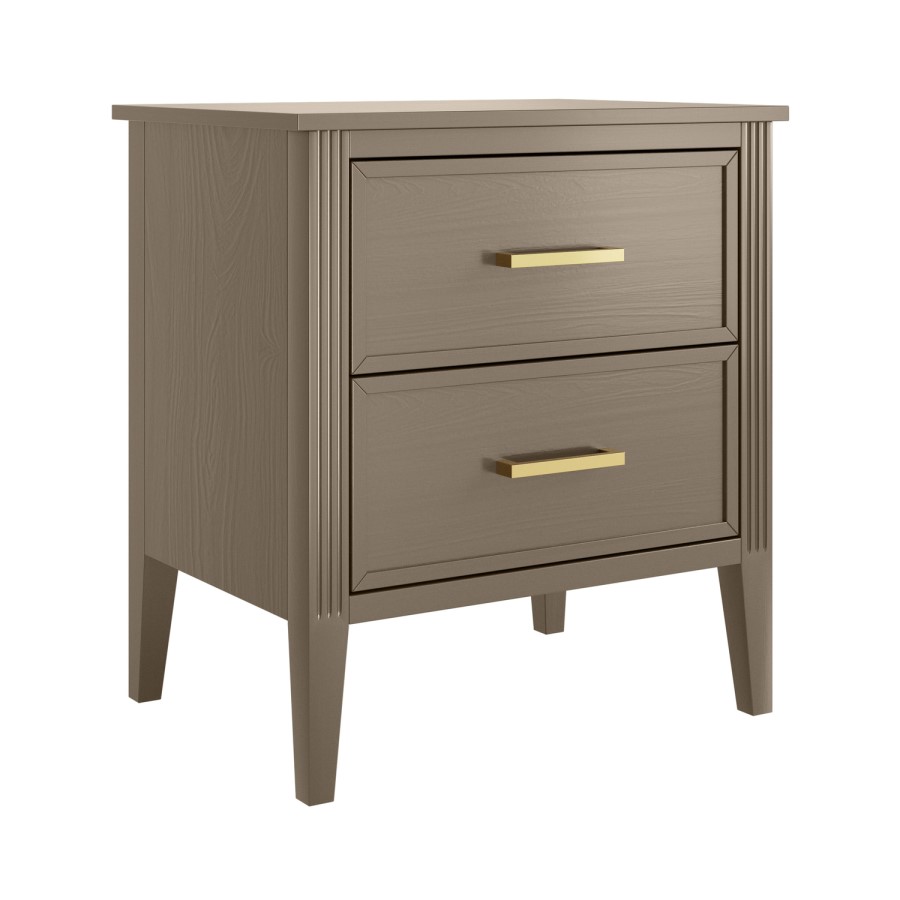 Dark Wood 2 Drawer Bedside Table - Delilah