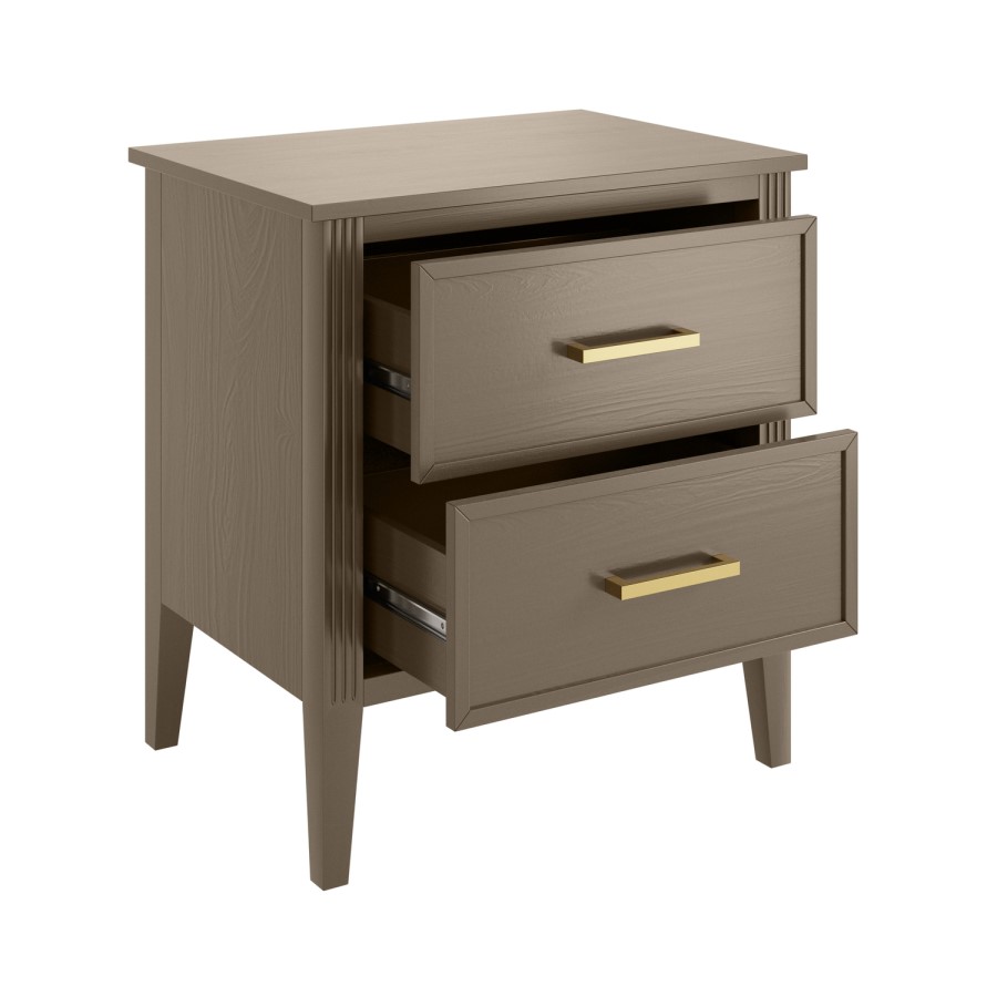 Dark Wood 2 Drawer Bedside Table - Delilah