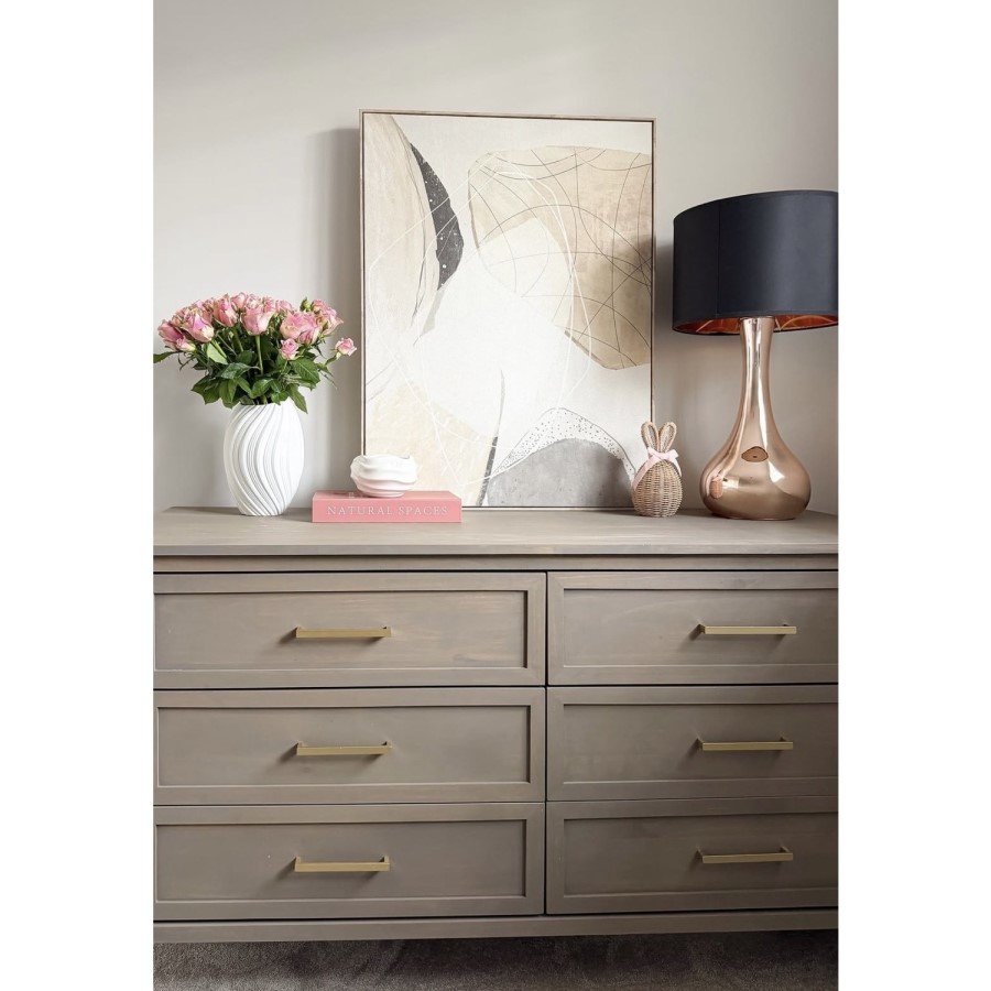 Wide Dark Wood Chest of 6 Drawers - Delilah