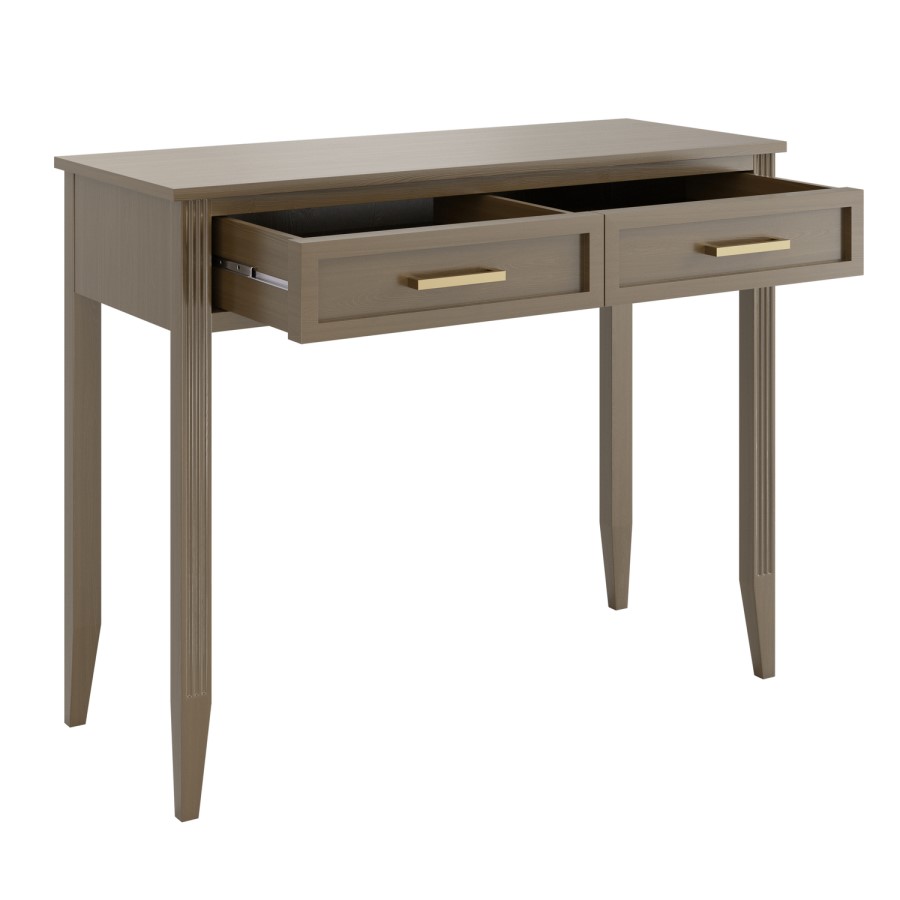 Dark Wood Dressing Table with 2 Drawers - Delilah