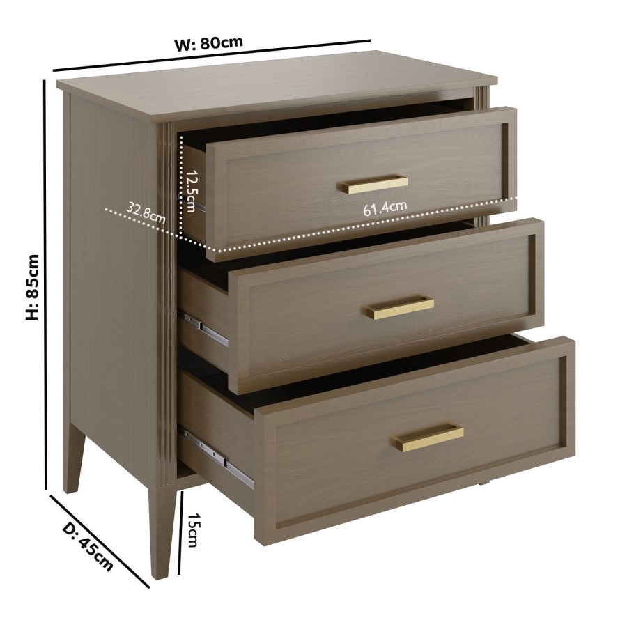 Dark Wood Chest of 3 Drawers - Delilah