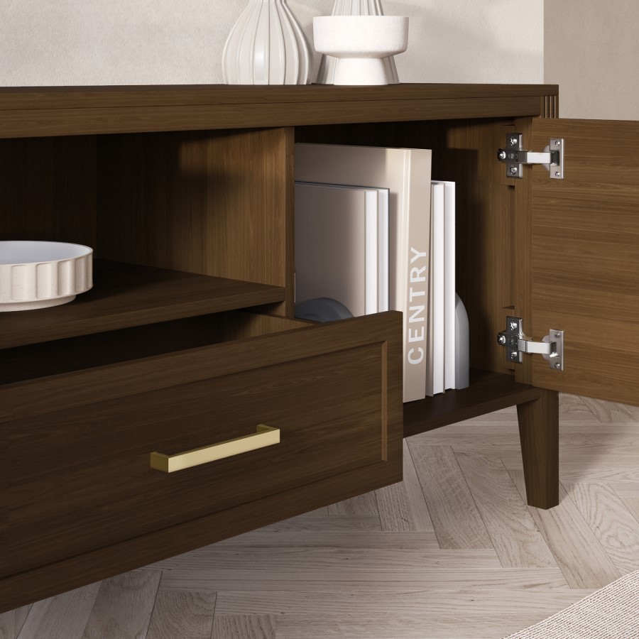 Large Walnut TV Stand with Storage - TV's up to 65" - Delilah